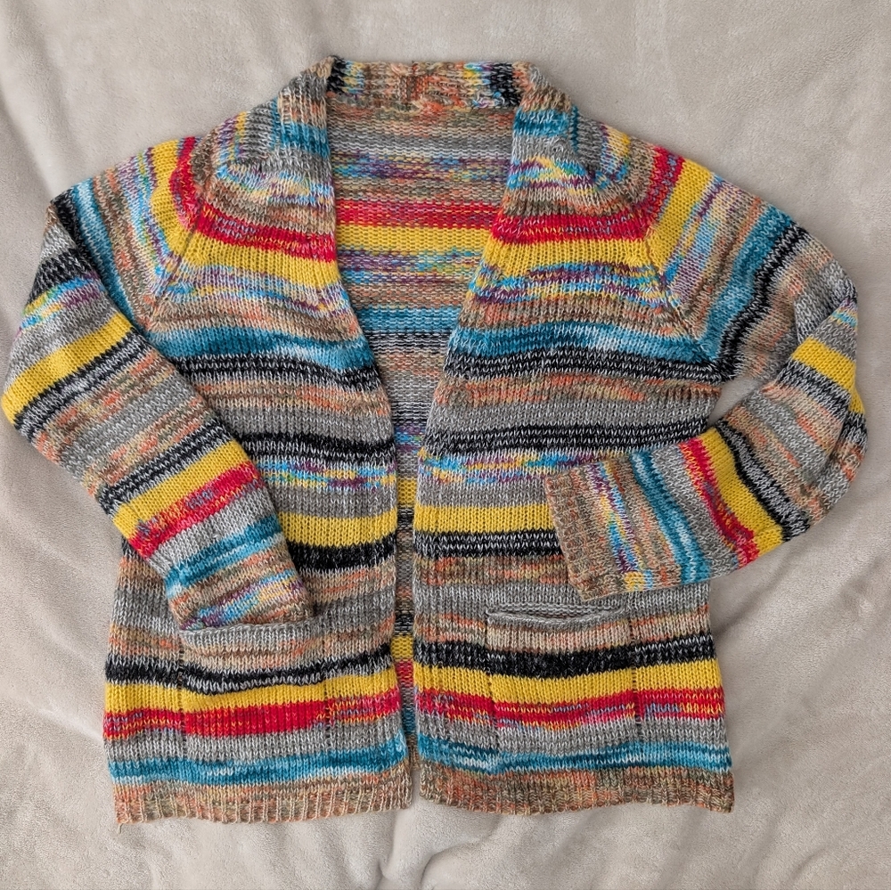 Multicolor Striped Open-Front Women’s Sweater Cardigan